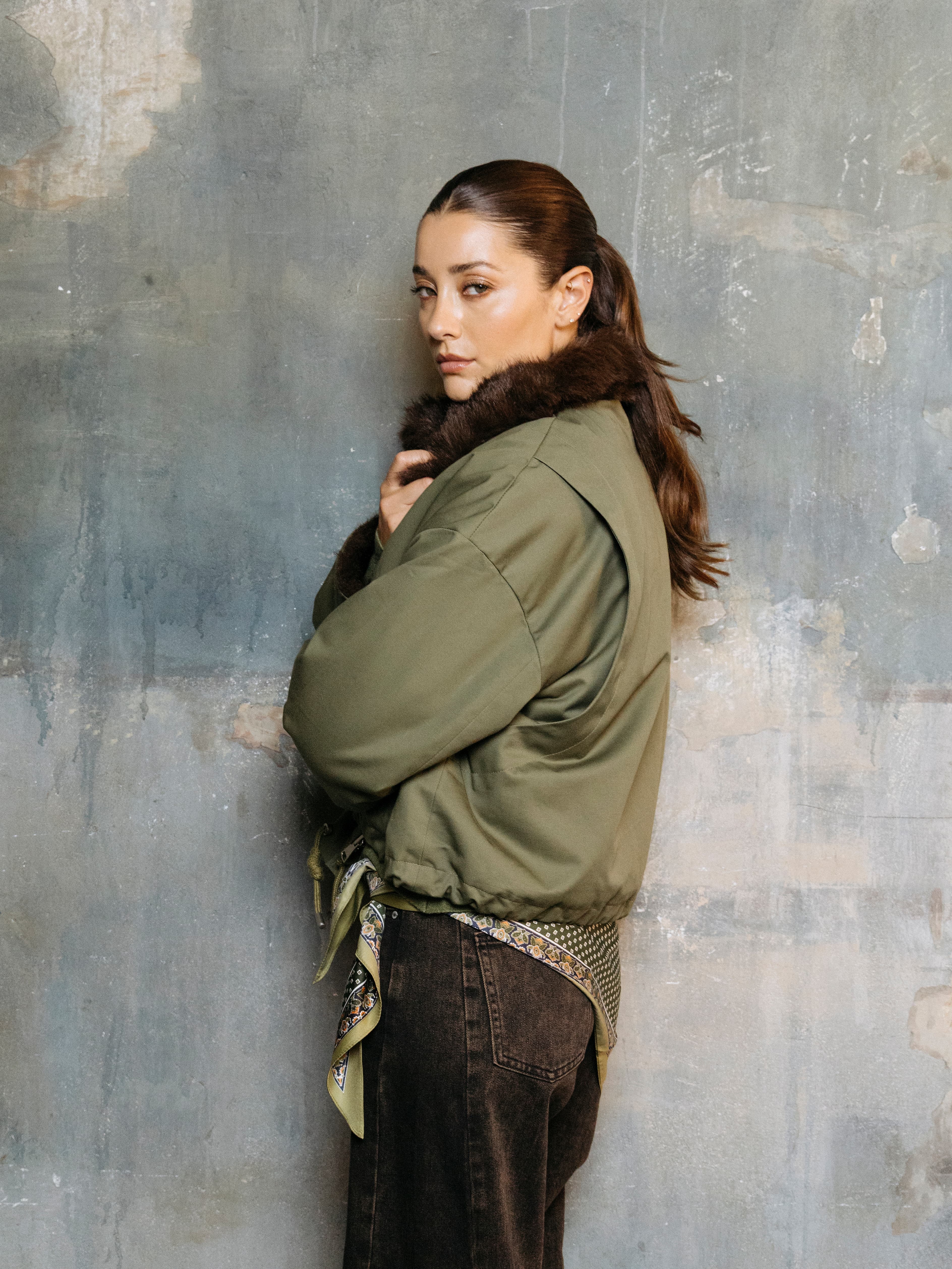 BLOUSON REVERSIBILE 2 IN 1 IN COTONE E PELLICCIA